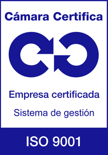 Sello de empresa certificada ISO 9001 por Cámara Certifica